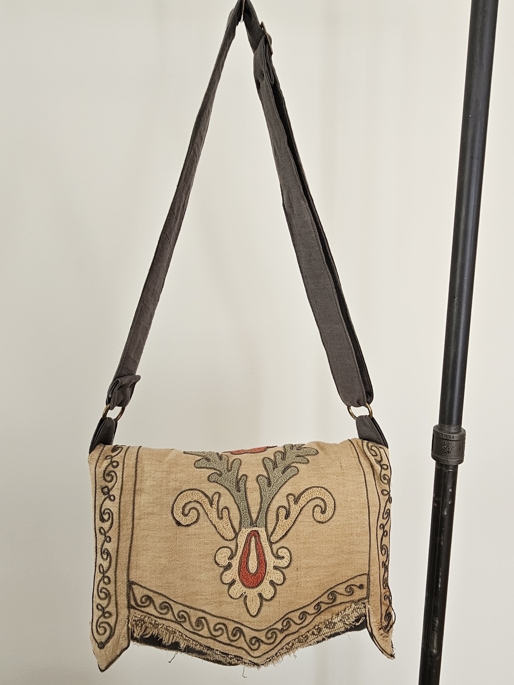 Star of The East Bag Adjustable Crossbody Vintage Upcycled Fabric Embroidered